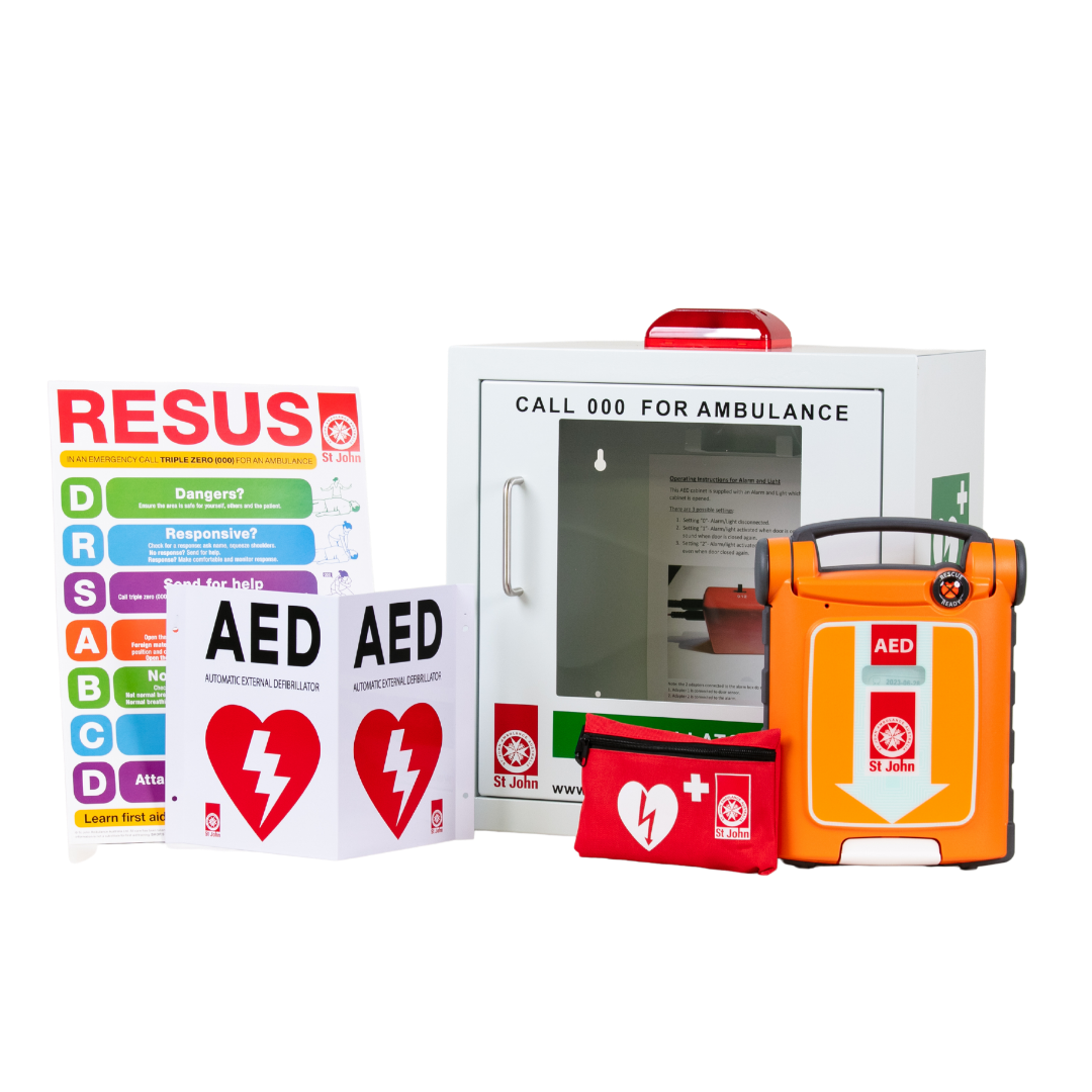 St John Defibrillator with Cabinet- G5 Fully Automatic Saver Bundle